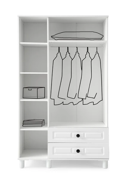 FEYZAN MDF 3 KAPILI DOLAP - BEYAZ - Resim 2
