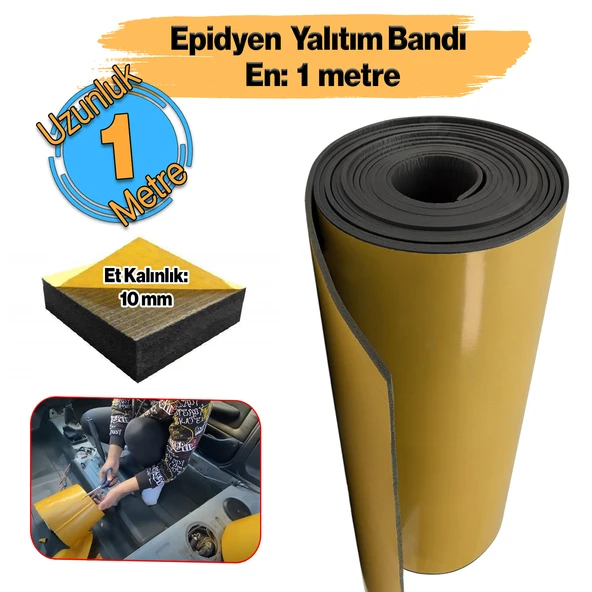 Yapışkan Araç Ses Isı Yalıtım İzolasyon Bant En:100 cm Kalınlık:10 mm Uzunluk:1 Metre Kauçuk Sünger ürün görseli 1