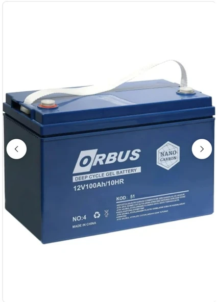Orbus 12V 100Ah SOLAR AKÜ Deep Cycle Nano Carbon Jel Akü ürün görseli 1