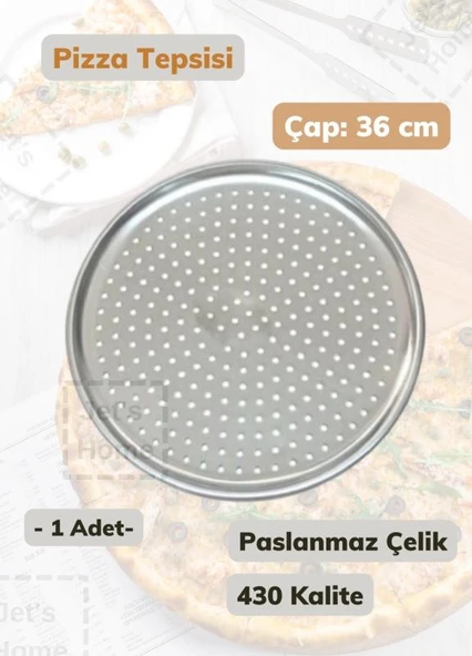 Çelik Pizza Tepsisi 36 cm Paslanmaz Çelik Tepsi ürün görseli 1