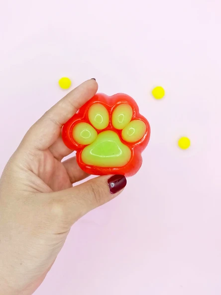 Sevimli Küçük Squishy Kedi Pati Sıkma 7 cm Pati Sukuşi - Kırmızı ürün görseli 1