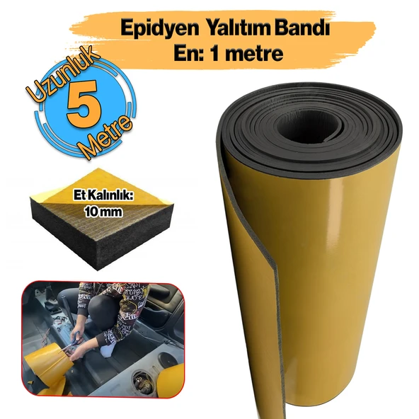 Yapışkan Araç Ses Isı Yalıtım İzolasyon Bant En:100 cm Kalınlık:10 mm Uzunluk:5 Metre Kauçuk Sünger ürün görseli 1