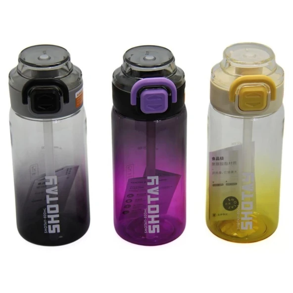 Shotay Su Matarası Straw Gradient Polikarbon Sarı 600Ml - Resim 3