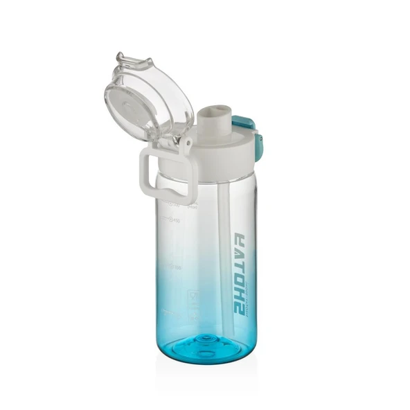 Shotay Su Matarası Straw Gradient Polikarbon Mavi 600Ml - Resim 2