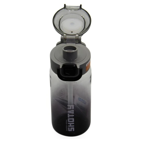 Shotay Su Matarası Straw Gradient Polikarbon Siyah 600Ml ürün görseli 1