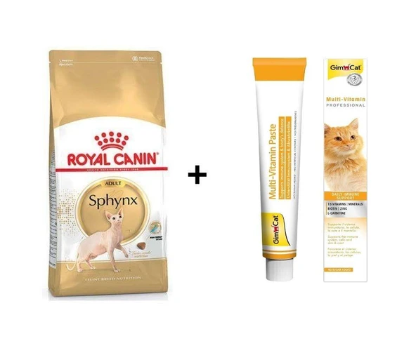 Royal Canin Sphynx Yetişkin Kedi Maması 2 kg + Gimcat Multivitamin 100 Gr ürün görseli 1