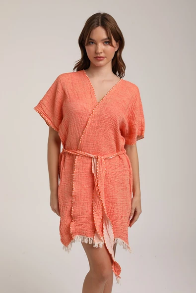 Life For Moda Kadın Kuşaklı Müslin Pareo Kimono P 80 ürün görseli 1