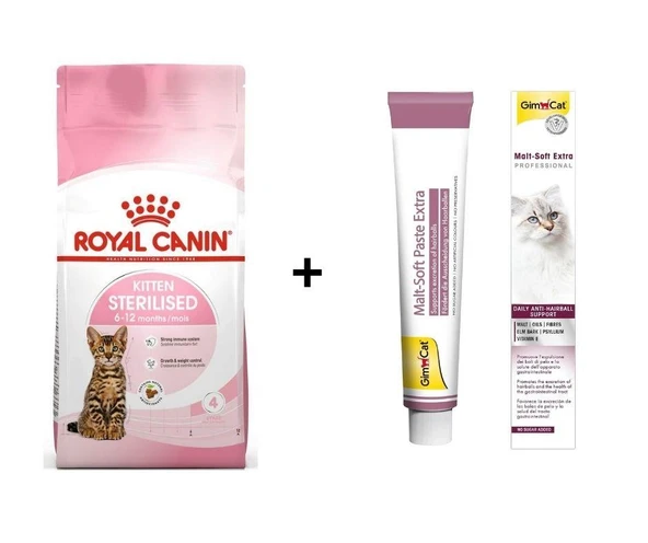 Royal Canin Kitten Sterilised Kısırlaştırılmış Yavru Kedi Maması 2 Kg + Gimcat Malt 100 Gr ürün görseli 1