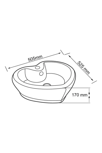 LENA TEZGAH ÜSTÜ ÇANAK LAVABO E-4152 BEYAZ - Resim 3