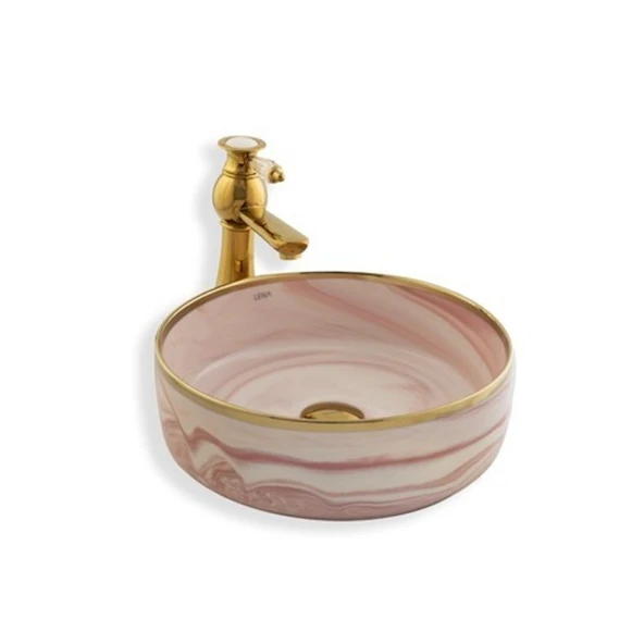 LENA TEZGAH ÜSTÜ ÇANAK LAVABO E-7025 PEMBE ürün görseli 1