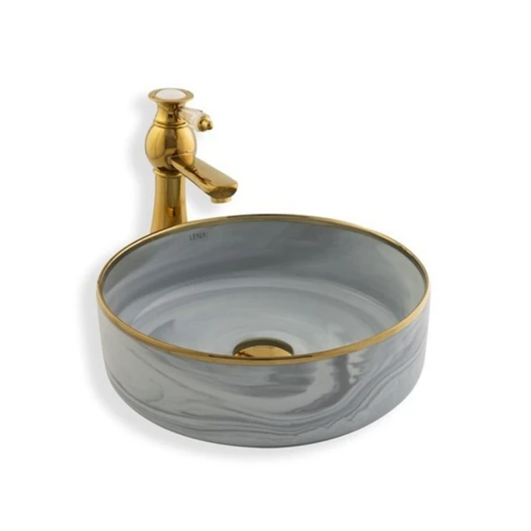 LENA TEZGAH ÜSTÜ ÇANAK LAVABO E-7026 GRİ ürün görseli 1