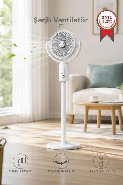 Torima F1 Air Fan Beyaz Kumandalı Yarlanabilir Vantilatör ürün görseli 1
