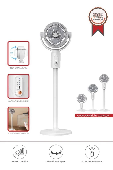 Torima F1 Air Fan Beyaz Kumandalı Yarlanabilir Vantilatör ürün görseli 1