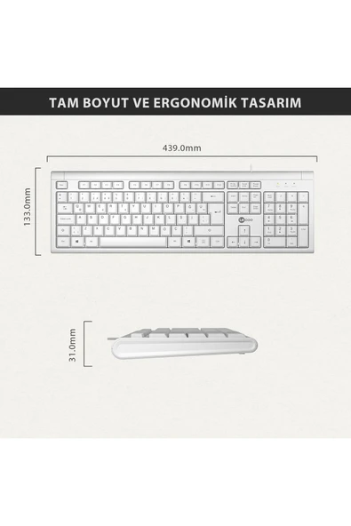 Lecoo Kb101 Beyaz Kablolu Q Klavye - Resim 4