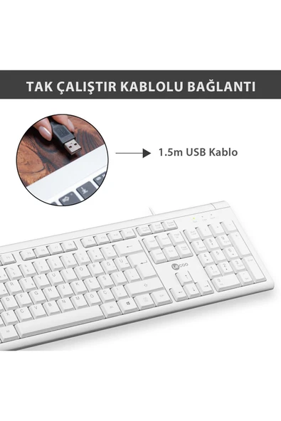 Lecoo Kb101 Beyaz Kablolu Q Klavye - Resim 3