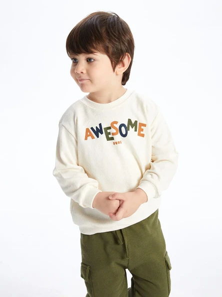 LC Waikiki Lcw Baby Bisiklet Yaka Uzun Kollu Baskılı Erkek Bebek Sweatshirt ürün görseli 1