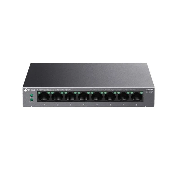 Tp-link LS108GP 8-Port Gigabit Desktop Switch with 8-Port PoE+ ürün görseli 1