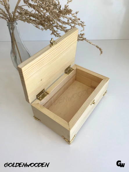 Doğal Ahşap Takı Kutusu Ahşap Saklama Kutusu(BEYAZ ÇAM)(BOY:20CM EN:12CM Yük:8,5cm) BOY:20cm EN:12cm YÜK:8.5cm ürün görseli 1