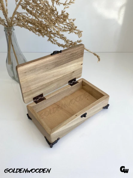 Doğal Ahşap Takı Kutusu Ahşap Saklama KUTUSU(CEVİZ)(BOY:20cm EN:11cm Yük:6cm) BOY:20cm EN:11cm YÜK:6cm ürün görseli 1