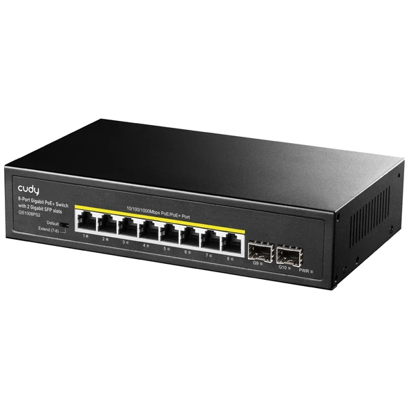 Cudy GS1008PS2 8 Port 10/100/1000 Yönetilemez 2 SFP (1GB) Desktop (8 Port Poe+) 120W Switch ürün görseli 1