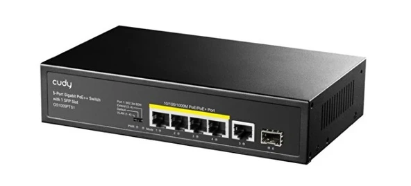 Cudy GS1005PTS1 1 Port Gigabit+ 4 Port Gigabit 120 W PoE+1 Port SFP Gigabit Metal Switch ürün görseli 1