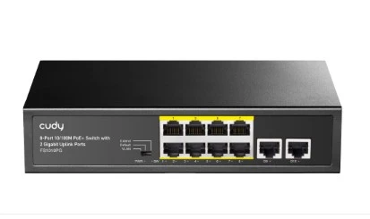 Cudy FS1010PG 8 Port 10/100 Yönetilemez +2 Port Gigabit Desktop (8 Port Poe+) 120W Switch ürün görseli 1