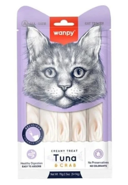 Wanpy Ton Balıklı ve Yengeçli Sıvı Kedi Ödül Maması 5x14 GR ürün görseli 1