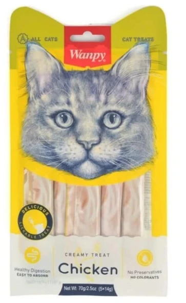 Wanpy Tavuklu Sıvı Kedi Ödül Maması 5x14 GR ürün görseli 1