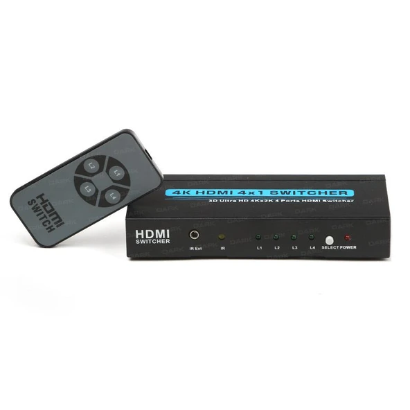 DARK 4 Giris 1 Çikisli Uzaktan Kumandali 4K HDMI Switch Seçici DK-HD-SW4X1K ürün görseli 1