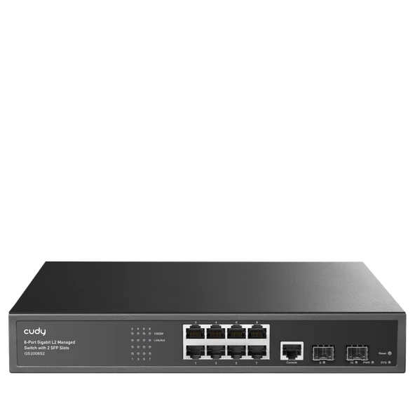 CUDY GS2008S2 8 PORT 10/100/1000 YONETILEBILIR RACK MOUNT SWITCH ürün görseli 1