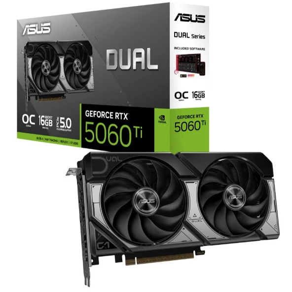 ASUS DUAL-RTX5060TI-O16G RTX5060TI 16GB GDDR7 128Bit 3xDP/1xHDMI ürün görseli 1