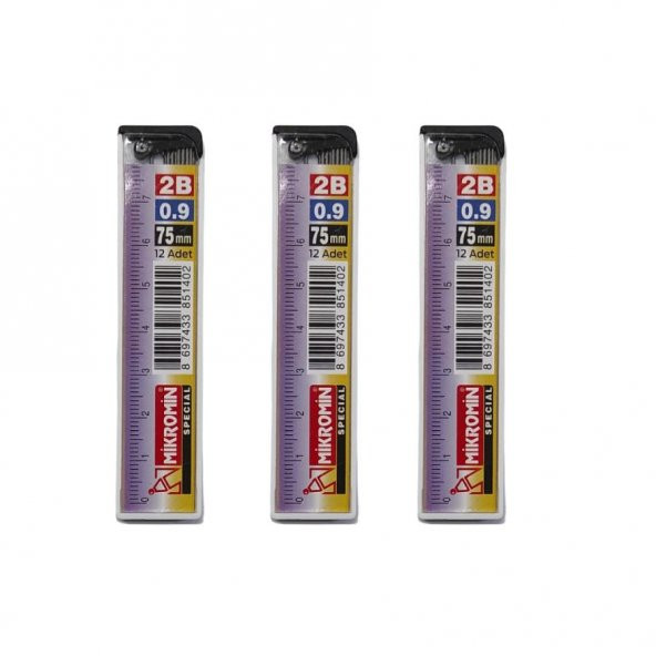 Min 0.9 Mm Cetvelli Kalem Ucu 75 Mm Mikro Uç 3 Adet ürün görseli 1