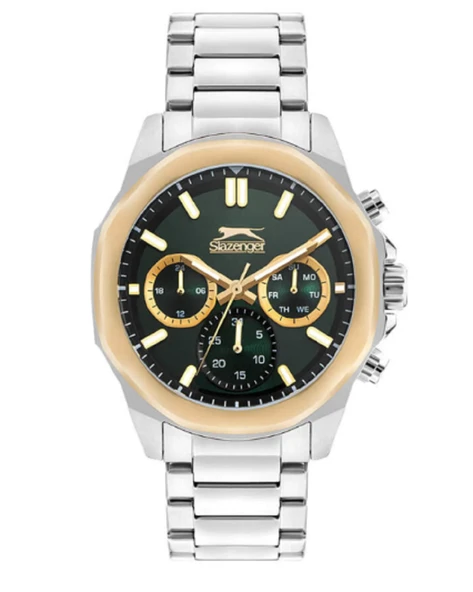 Slazenger Sl.09.2388.2.02 Quartz Çelik Gri Yeşil Kadran 44 Mm Erkek Kol Saati-SL82 ürün görseli 1