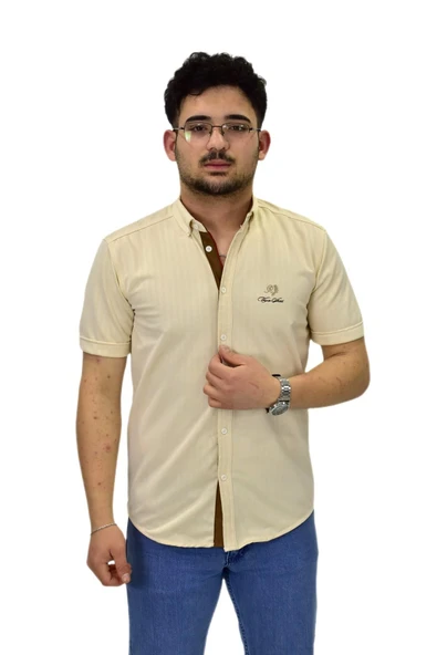 Erkek Spor Silim Fit Kısa Kol Gömlek BGL-ST04481 ürün görseli 1