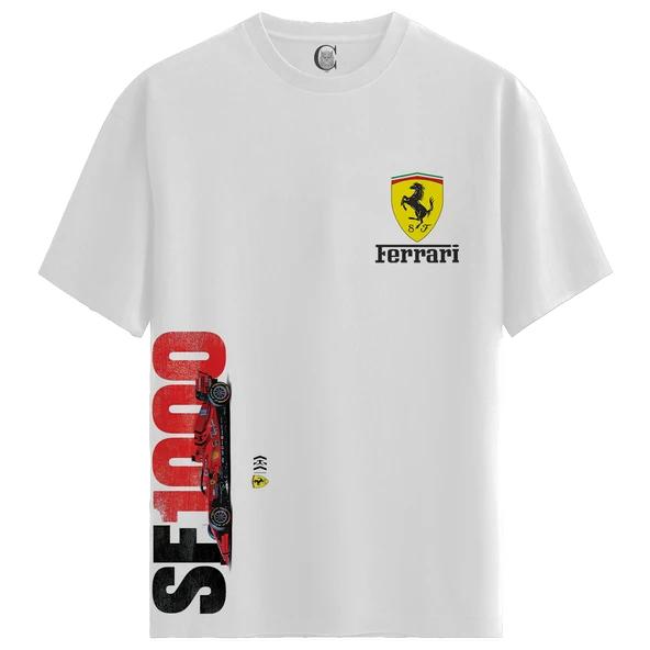 Ferrari SF1000 Legacy – %100 Pamuklu Erkek Beyaz Tişört – Premium Quality ürün görseli 1
