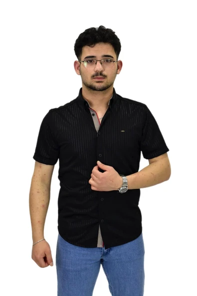 Erkek Spor Silim Fit Kısa Kol Gömlek BGL-ST04480 ürün görseli 1