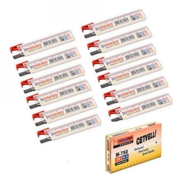 Min 0.5 Mm Cetvelli Kalem Ucu 75 Mm Mikro Uç 12 Adet ürün görseli 1