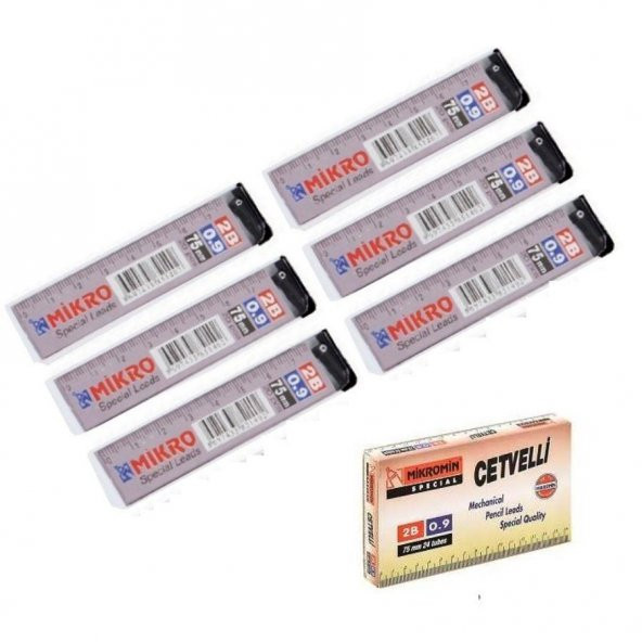 Min 0.9 Mm Cetvelli Kalem Ucu 75 Mm Mikro Uç 6 Adet - Resim 2