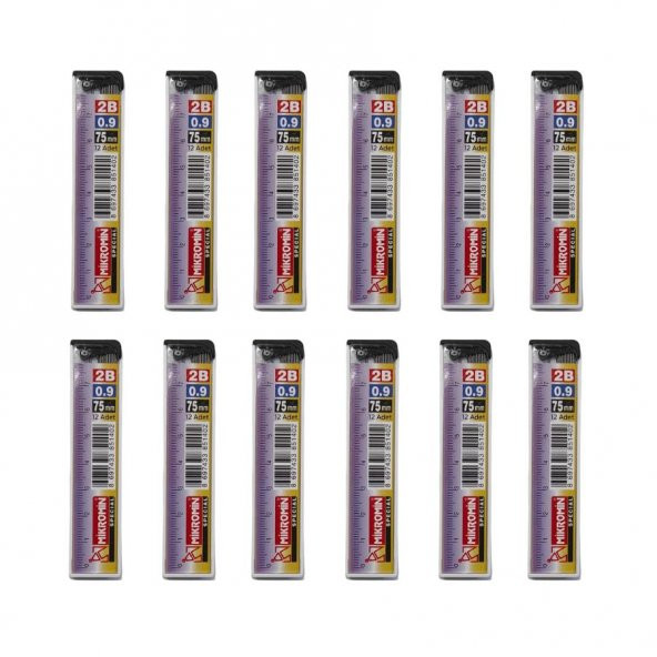 Min 0.9 Mm Cetvelli Kalem Ucu 75 Mm Mikro Uç 12 Adet - Resim 3