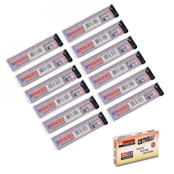 Min 0.9 Mm Cetvelli Kalem Ucu 75 Mm Mikro Uç 12 Adet - Resim 2