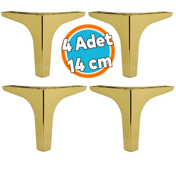 Mobilya Kanepe Sehpa TV Ünitesi Koltuk Ayağı 14 cm Gold Altın Baza Ayak 4 Adet ürün görseli 1