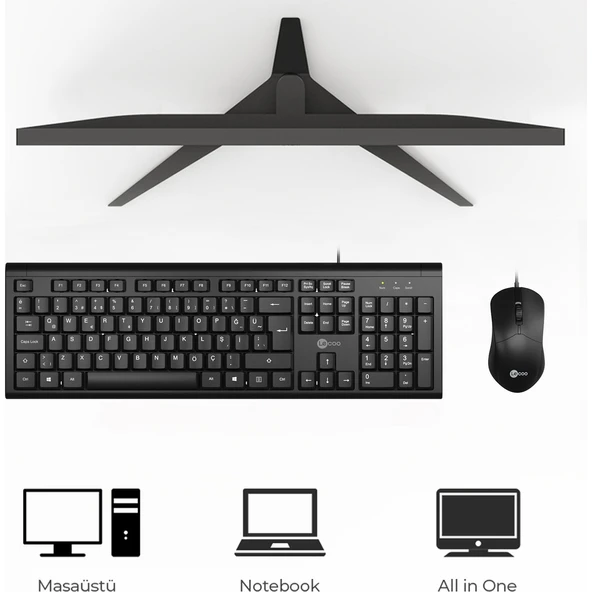 Lecoo Cm101 Siyah Kablolu Mouse & Klavye Set - Resim 4