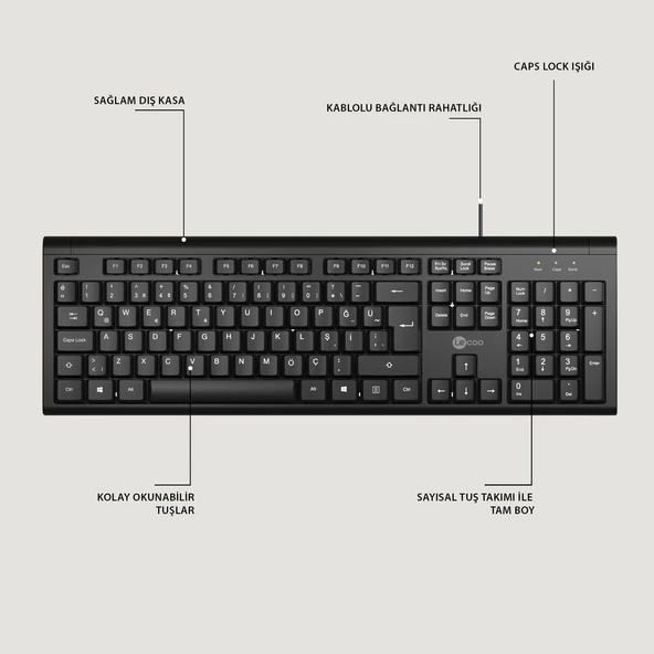 Lecoo Cm101 Siyah Kablolu Mouse & Klavye Set - Resim 5