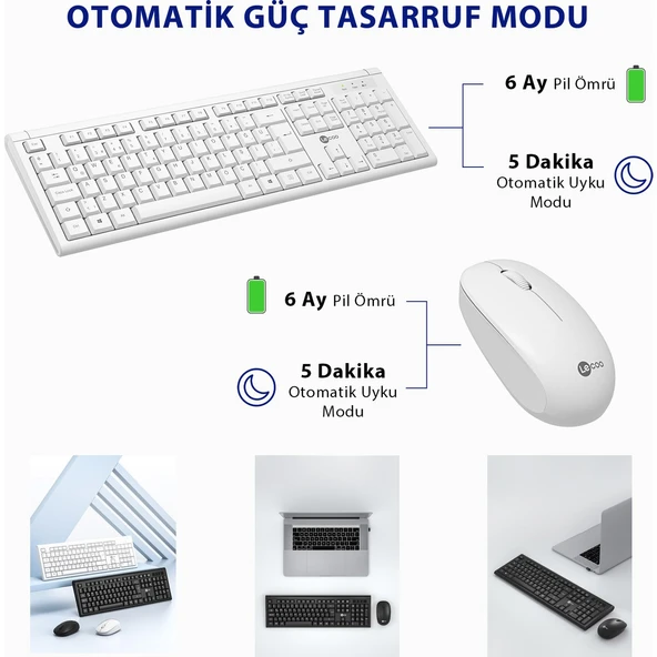 Lecoo Kw200 Kablosuz Klavye & Mouse Set Beyaz - Resim 4