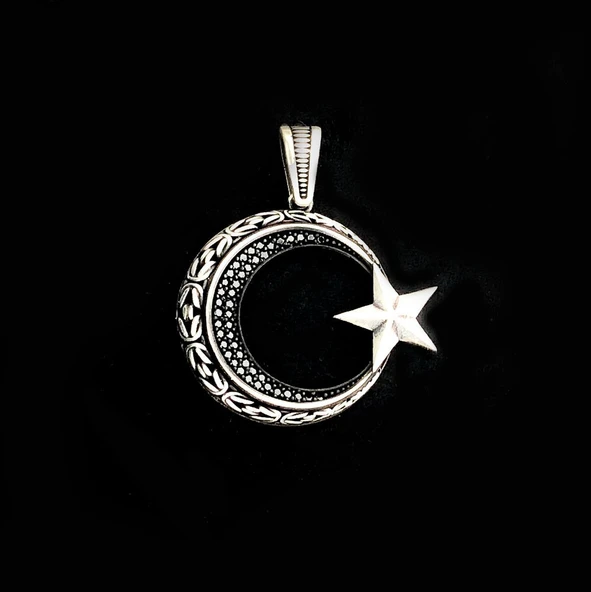 925 Ayar Gümüş Ayyıldız Kolye Ucu - Resim 2