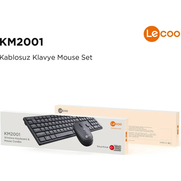 Lecoo Km2001 Klavye & Mouse Kablosuz Set Siyah - Resim 9