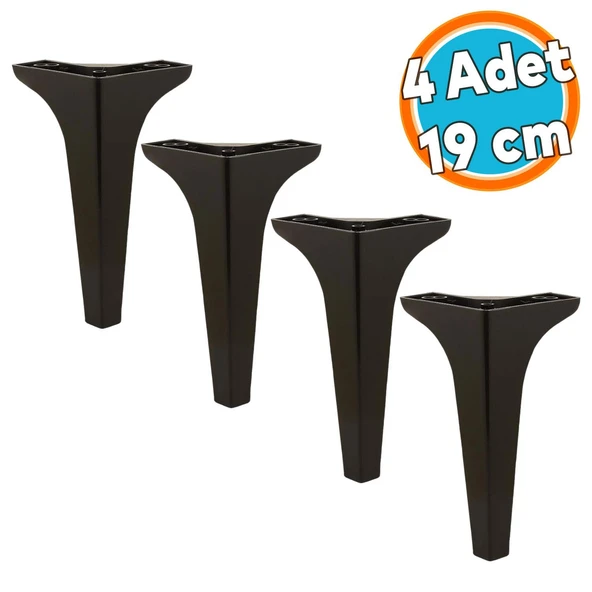Lüks Mobilya Kanepe Sehpa TV Ünitesi Koltuk Ayağı 19 cm Siyah Baza Ayak 4 Adet ürün görseli 1