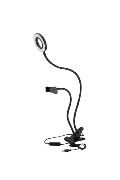 Youtuber Led Tripod 3 Renk Işıklı Telefon Tutucu Kıskaçlı Masa Lambası Işık Ayarı Esnek Bacak B55 ürün görseli 1