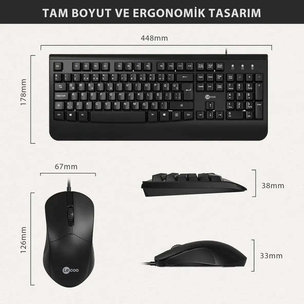 Lecoo Cm105 Siyah Kablolu Mouse & Klavye Set - Resim 4