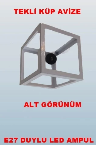DMR Küp Çember Tekli Avize E-27 Beyaz - Resim 3
